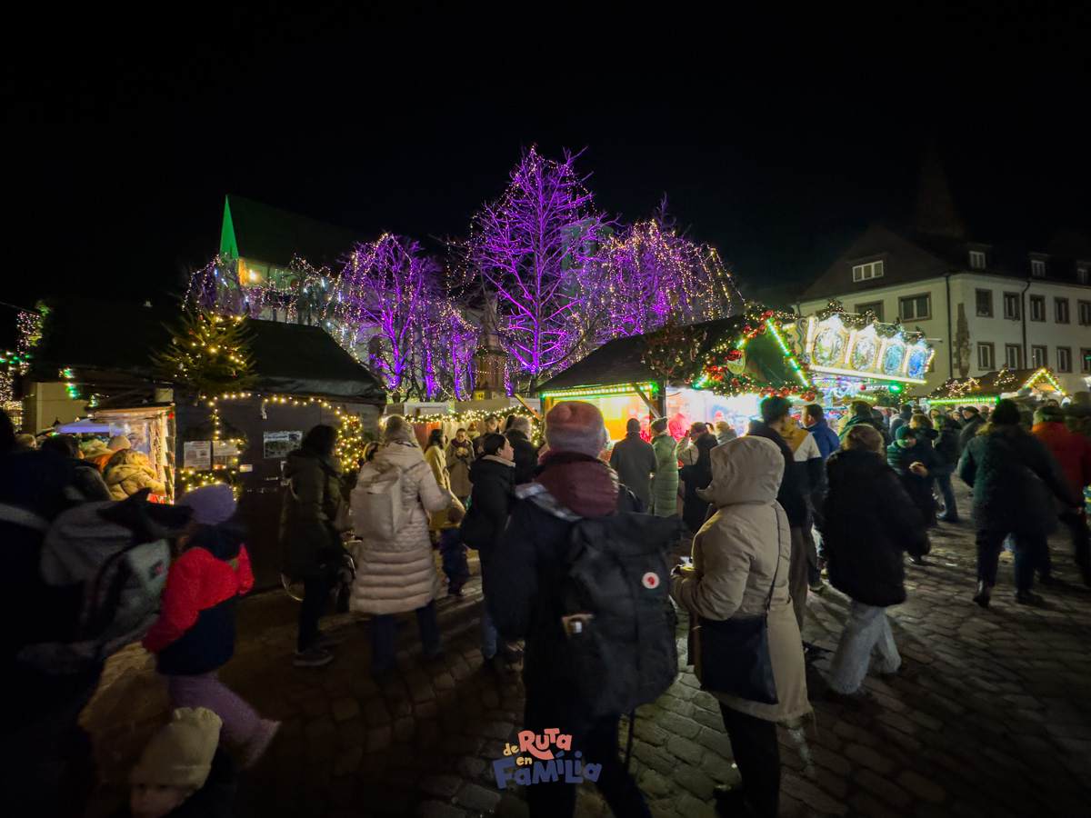 Mercat de Nadal de Friburg il·luminat a la nit