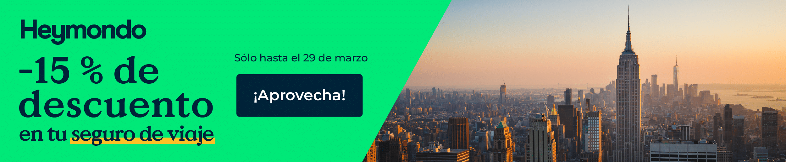 descuento-heymondo-15-seguro-viaje-nueva-york Promoción de Heymondo con 15% de descuento en seguro de viaje