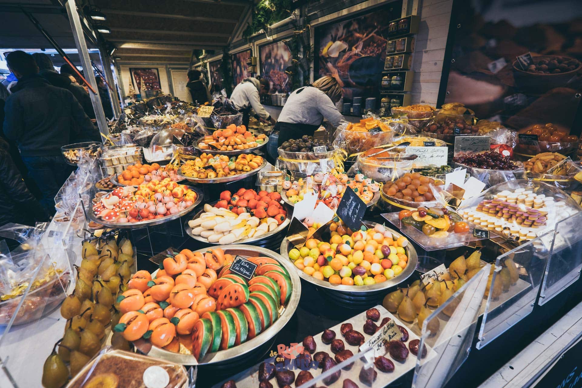 Colorful sweet candy on an European Christmas market